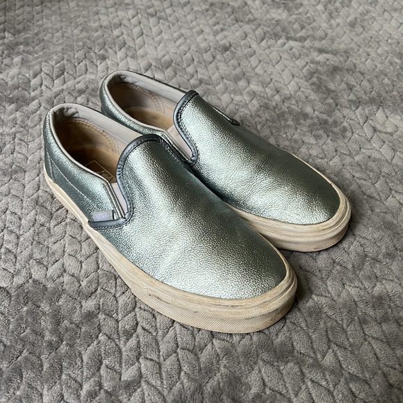 Blue/Silver Shiny Low Vans shoes size 9 - Picture 3 of 5